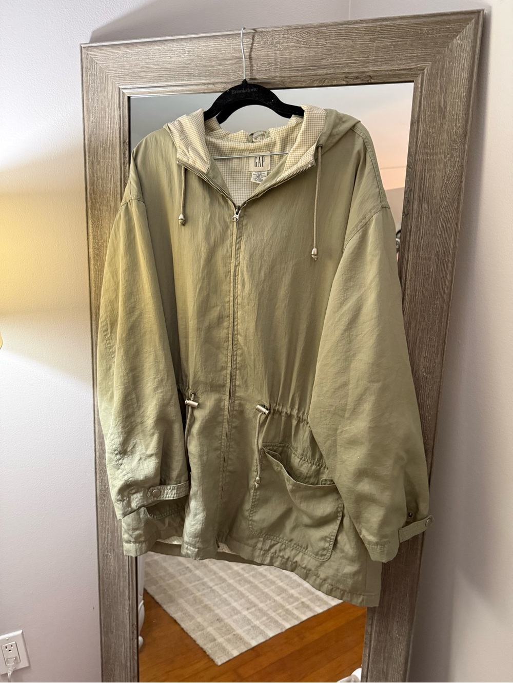 GAP Vintage Womens Olive Hooded Zip-Front Rain Jacket